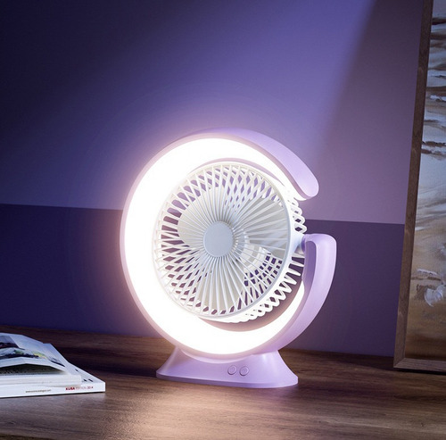 Ventilador De Escritorio Lámpara De Mesa Luna Carga Usb