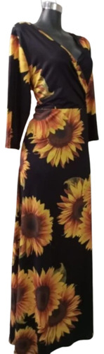 Girasoles Maxivestido Manga 3/4 Strech T-40 Tiendademerry