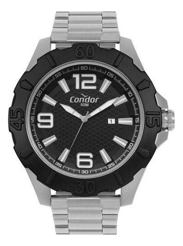 Relógio Condor Masculino - Copc32ex/7k Preto Pulseira Prata