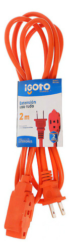 Extension Electrica Uso Rudo 2mt Corriente 120v 15a Naranja