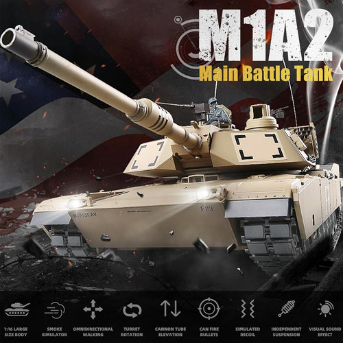 Rc Tanques Us M1a2 Abrams Ejército Tanque, Henglong 1: 16...
