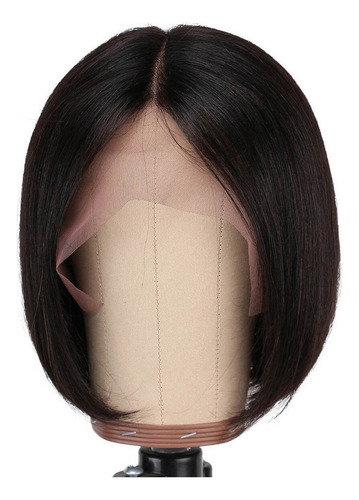 Peruca Humana Curta Bob Suave 25cm Preto Natural