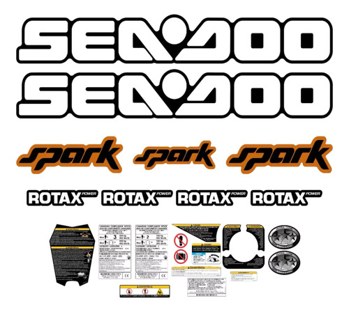 Kit Faixa Adesivos Sea Doo Spark Etiquetas Jet Ski Laranja