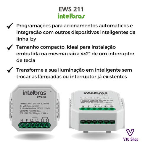 Kit 2 Minicontrolador Smart Wifi Com Entrada Pra 1 Interrup