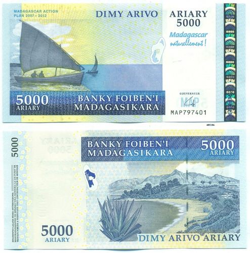 Madagascar Billete 5000 Ariary Conmemorativo 2008 P#94 Unc