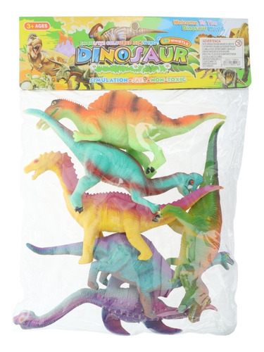 Set De 6 Dinosaurios De Goma En Bolsa - Niños - Jueguetes