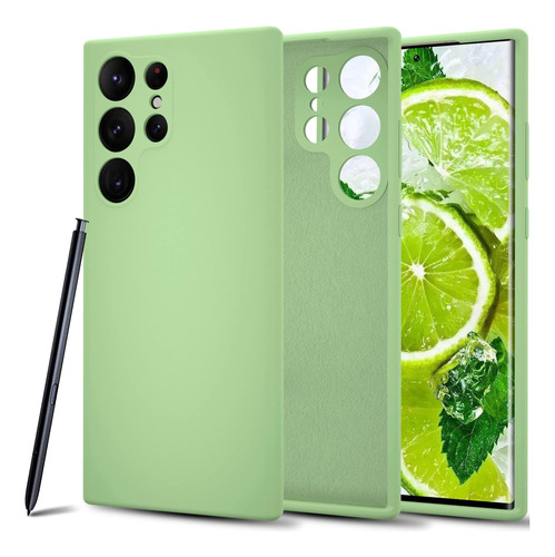 Funda Silicone Rubber Para Galaxy S23 Ultra Verde Lima