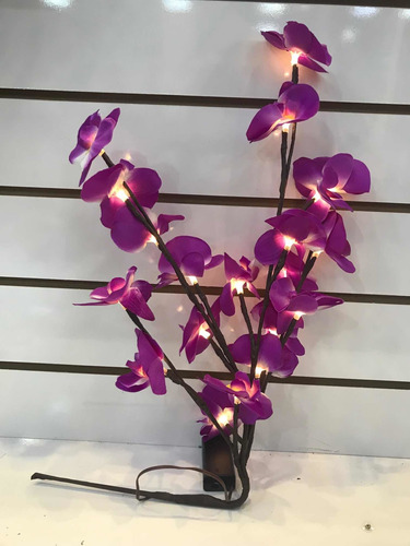 Pisca Ramo De Orquídeas Roxas Com 20 Leds Branco Quente | Frete grátis