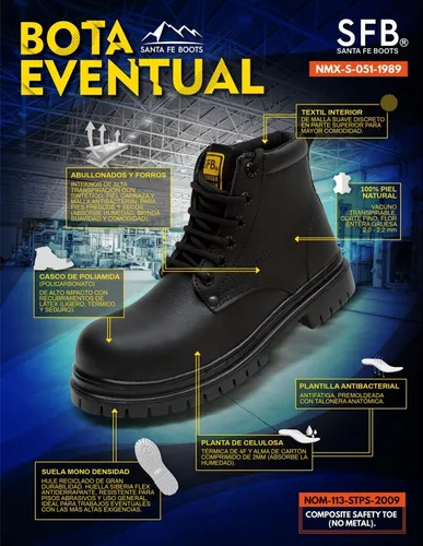 Bota De Seguridad Sfb De Trabajo Industrial Casco Poliamida