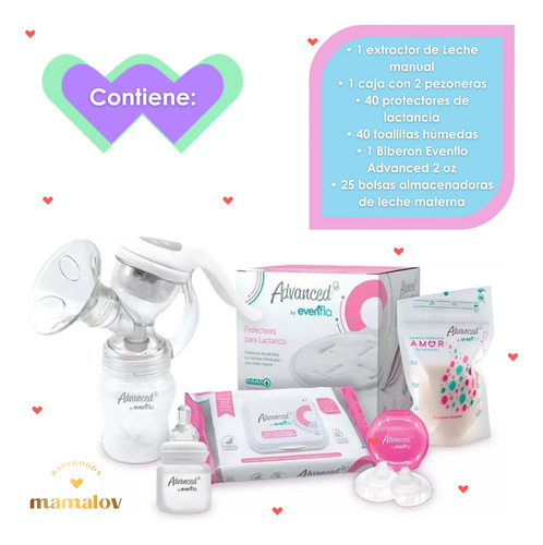 Set De Lactancia Materna Evenflo Con Extractor Manual 6 Pzas