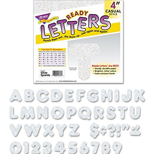 Tendencia T1613 Ready Cartas Sparkles Letter Set, Silver Spa