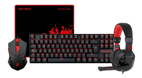 Combo Teclado, Mouse, Diadema, Pad Mouse Redragon K552-bb-sp