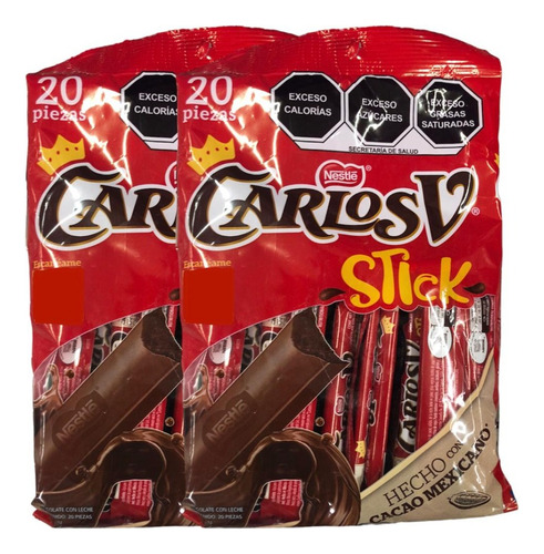 Chocolate Carlos V Stick 20pz