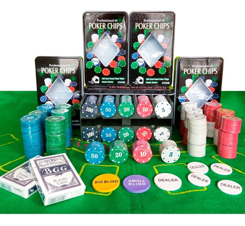 Kit Poker Profissional Em Lata 600 Fichas Texas Hold'em Set