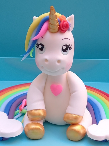 Imagen 1 de 4 de Unicornio 12-13 Cm, Adorno De Torta, Porcelana Fría