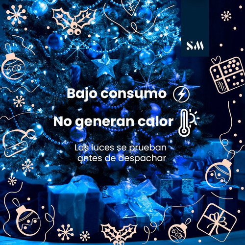 Imagen 3 de 7 de Luces Navidad Led X100 Azul 9 Metros Luces Navideñas