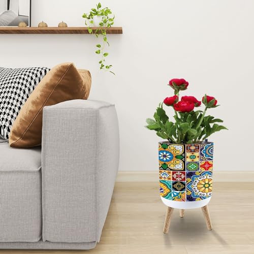 Maceta Para Flores De Plantas De Cerámica Mexicana Con Azule