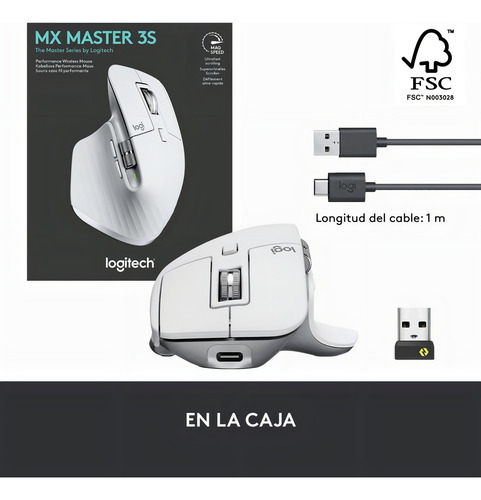 Mouse Logitech Mx Master 3s Wireless/bluetooth 8k Usb-c Pale