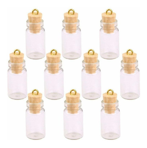 10 Mini Botellas De Vidrio Lindas Pequeñas Frascos De Corcho