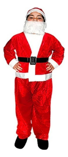 Traje Premium Viejo Pascuero Navideño Para Niño Rojo De Papá Noel 