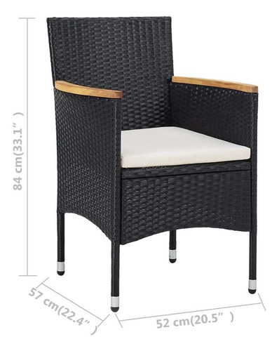 Sillas De Comedor De Jardín 2 Piezas Rattan Madera Negro