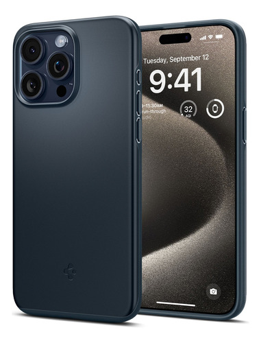 Case Spigen Thin Fit iPhone 15 Pro Max 6.7 ( Funda Delgada) Color Azul Oscuro Color