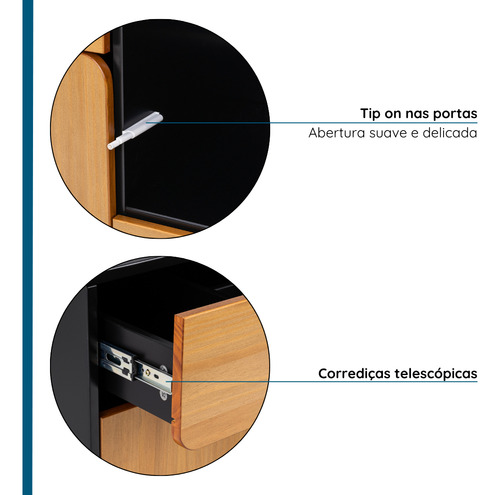 Balcão Em Madeira E Mdf Eclipse Artemobili Cor Preto/mel