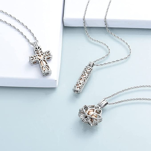 Collar Colgante Mini Urnas Cenizas 3pz Acero Inoxidable Recu