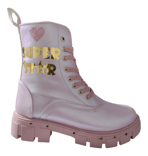 Bota Luz Led Chunky Super Star Rosa Barbie Tornasol Niña