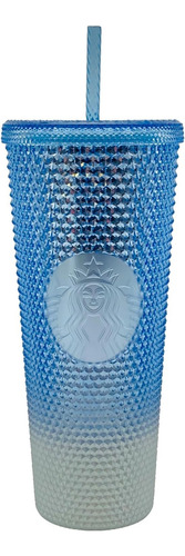 Vaso Starbucks Acrílico Azul Y Plata Ed. Eua 710ml Color Azul Acero