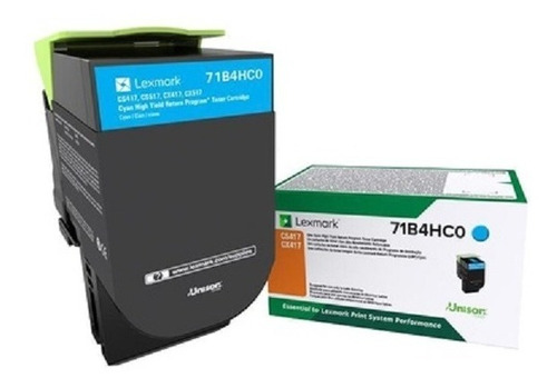 Tóner Lexmark 71b4hc0 Extra Alto Rendimiento Cyan 3500 Págs