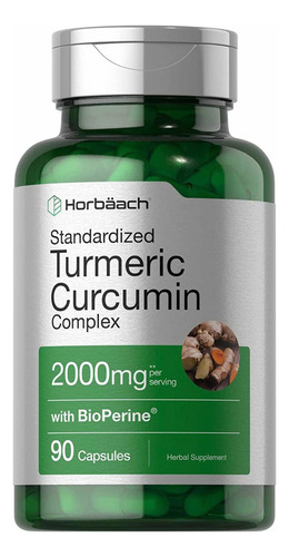 Turmeric Curcumin Con Bioperina 2000mg(90 Cápsulas) Horbaach Sabor Curcuma