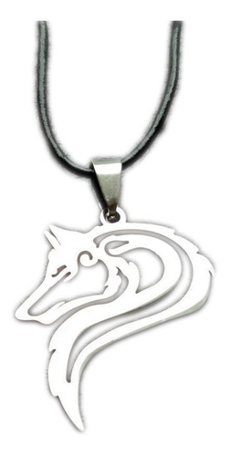 Elegante Collar Piel Wolf Lobo Noruego Genuina Plata Ley 925