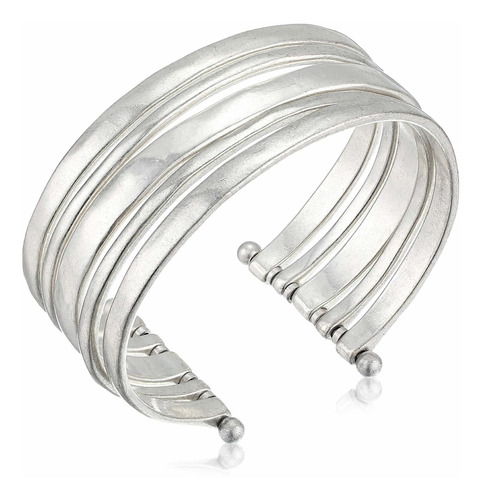 Brazalete De Plata Grande Para Mujer, Plata, Talla Úni...