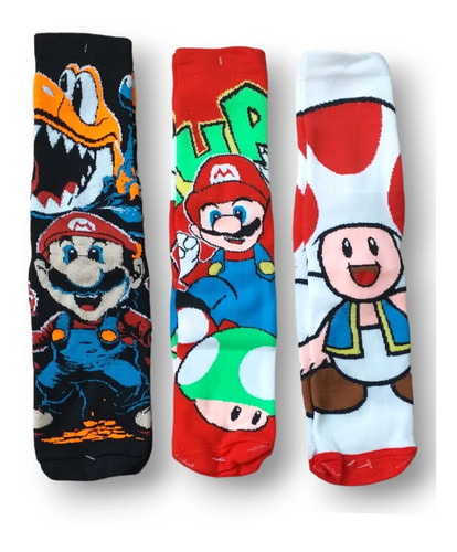 Calcetas Mario Bros Honguito Yoshi Animadas Calidad Premium