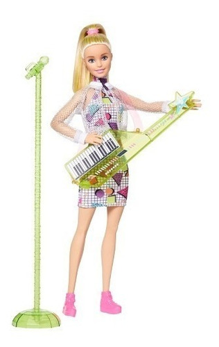 Boneca Barbie Loira Musica Teclado Rockers Keytar Rara Top
