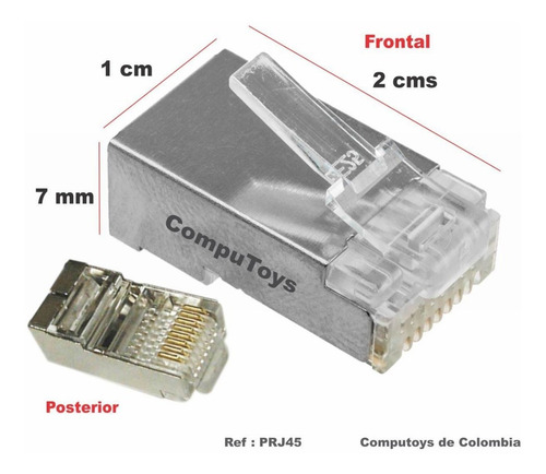 Imagen 3 de 7 de Plug Rj45 Metálico Categoría 5-6-6a Ref: Prj45 Computoys Sas