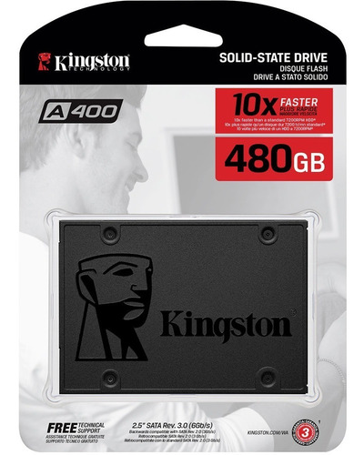 Imagem 1 de 4 de Ssd 480gb Kingston Disco Solido Sa400s37/480g Notebook E Pc