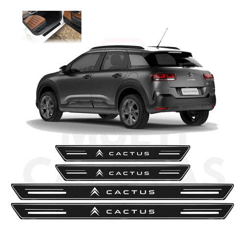 Soleira Premium Citroen C4 Cactus 2020 Preto Resinado 4 Pçs