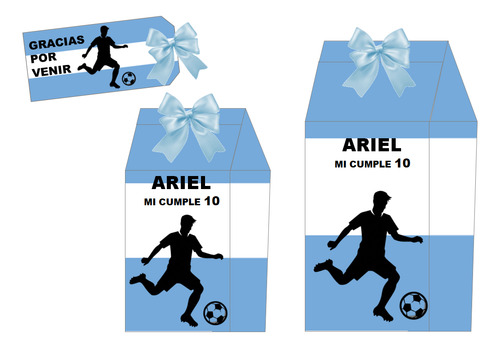 Kit Imprimible Cajas Milk + Tag + Moño: Fútbol