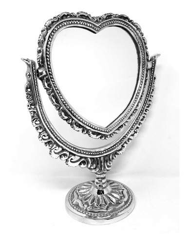 Espejo De Tocador Vintage Corazón 36 X 28 Cm Pewter Artesani