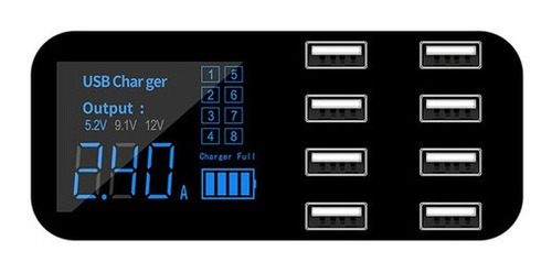 Imagen 1 de 6 de Cargador De Coche Rápido 8 Puertos Usb Display Lcd Monitor