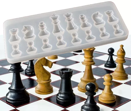 Peça de xadrez diy molde de resina epóxi de cristal rainha rei 6 peça de  xadrez