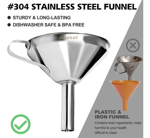 Embudo De Cocina Acero Inoxidable Con 2 Filtros