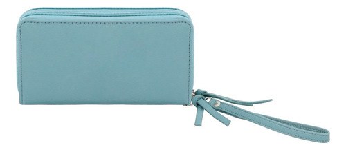 Billetera Trendy En Colores Vibrantes Con Logo Relieve Color Aqua Diseño De La Tela Liso