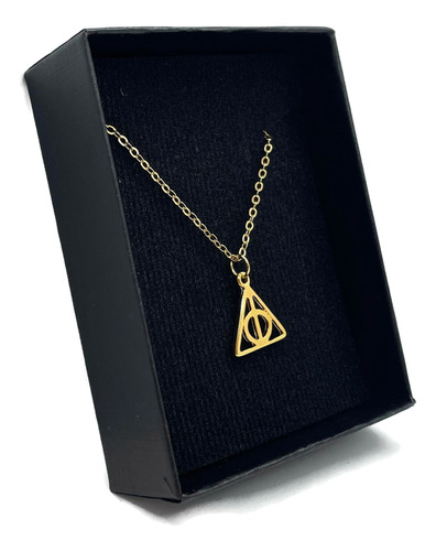 Collar Reliquias De La Muerte Harry Potter Chapa Oro 22k