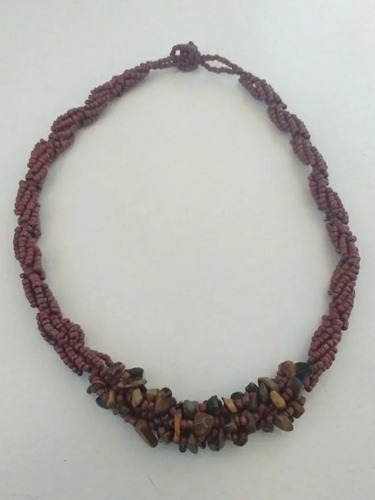 Collar (como Nuevo) De Piedras Marrones, Cataleya 