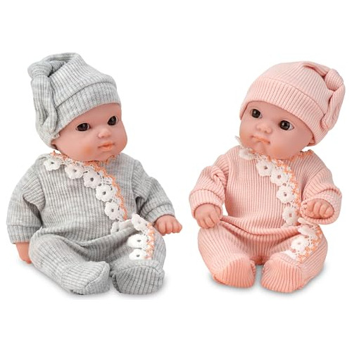 Mami &amp; Me 8   Soft Body Twin Baby Dolls With Removable O