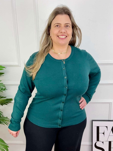 Imagem 3 de 5 de Cardigan Feminino Aberto Trico Suéter - Plus Size G1 G2 G3