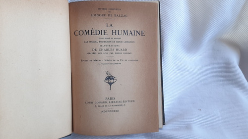 Imagen 1 de 5 de La Comedie Humane Honore De Balzac Tomo Xxiv Conard 1922